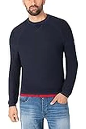 Timezone Herr spiral stickad crewneck tröja, Total Eclipse, 3XL