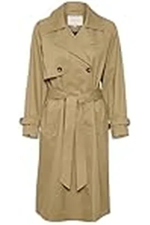 Kaffe Trenchcoat Dubbel Breasted Button Fastening Belted Knee-Length Coat, , 44 för Kvinnor, , 42