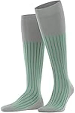 Falke Herr Shadow knästrumpor ventilerande bomull förstärkta mäns knästrumpor fina platta sömmar för tryckfri fotspets ribbade business vardag 1 par, Grå (Light Grey 3227), 41-42 EU