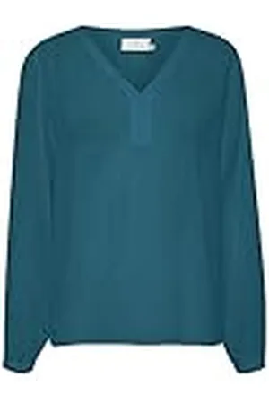 Kaffe Dam blus V-hals casual långa ärmar med lös passform dam, , 38