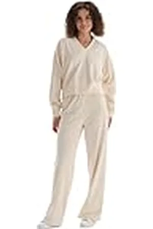 Dagi Dam regular midja etikett detaljerad breda ben sammetsbyxor pyjamas botten, , M