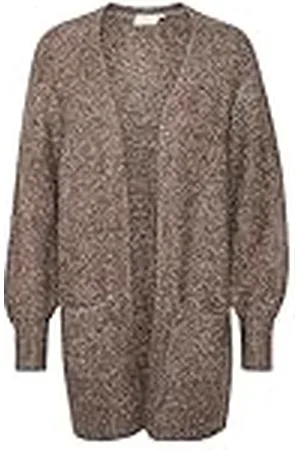 Kaffe Dam cardigan med lång ärm lös passform öppen framsida fickor åska längd, , M