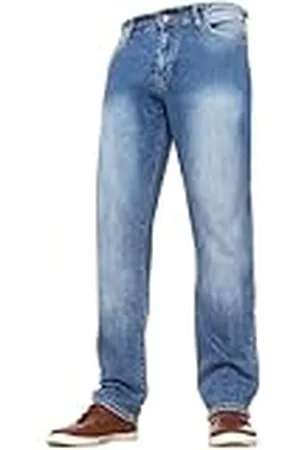 Enzo Herr KZ127 jeans med raka ben, blå (ljustvätt) W38/L32 (storlek 38R), , 38W x 32L