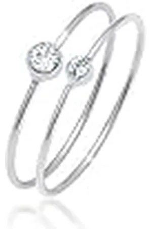 Elli Ring damset elegant bas med kristaller i 925 sterlingsilver, 52, , Kristall