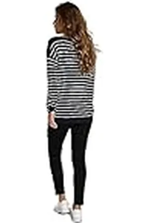 Kaffe Dam pullover randig jumper stickade blus långärmad tröja, midnatt marinblå W.Chalk Strips, XXL