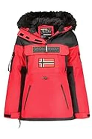 Geographical Norway Bruna dam parkas lång tjock varm dam höst vinter - tunn kappa med huva fuskpäls - vindjacka - elegant damjacka (röd XL), , XL