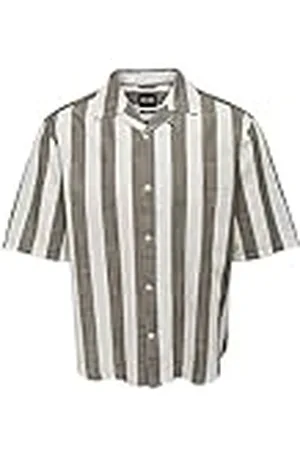 Only & Sons Only&Sons Skjorta Kortärmad Herr Onstes RLX CTN Slub Stripe SS Shirt 22024917, , S