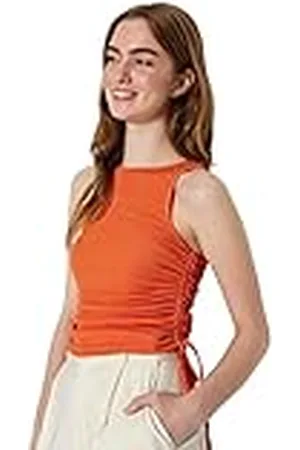Trendyol Loungewear för kvinnor monterad bas halterneck-stickad blus, ljusorange, M, , M