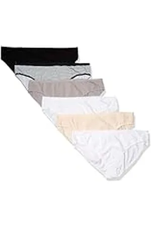 Amazon Kvinnors bomull bikini trosor underkläder (finns i plusstorlek), paket med 6, grundfärger/rand, 3X