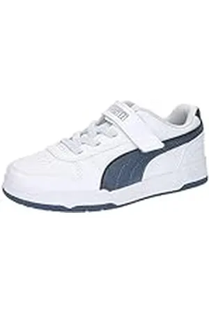 PUMA Rbd Game Low Ac Ps Basket för barn, White Inky Blue Dark Coal Team Gold, 21 EU