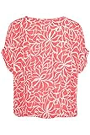 Kaffe Dam blus shorts badärmar rund hals elastisk fåll tryckt dam, , 44