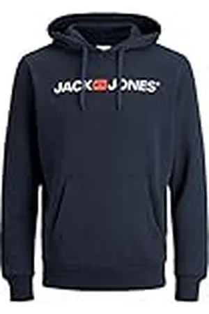 JACK & JONES Huvtröja för män logotyp huvtröja, Marine Blazer, XXL