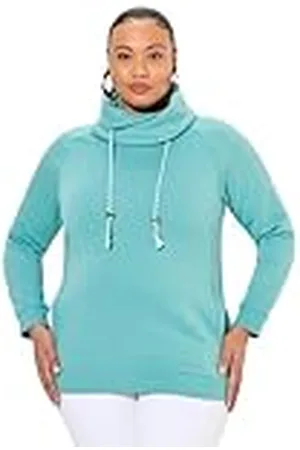 Ulla Popken Dam stora storlekar överdimensionerade plus size tröja, bredare ståkrage, väskor, raglan-långärmad, , 62-64