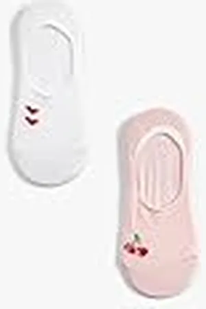 Koton Kvinnor 2-pack osynliga strumpor set hjärta körsbär broderad flerfärgad, , One Size