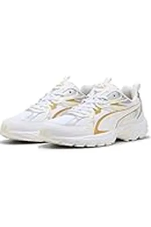 PUMA Unisex MILENIO TECH sneakers, White-Archive Gold-Warm White, 3.5 UK, White Archive guld varm vit, 36 EU