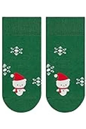 Falke Unisex Baby Little Snowman hållbar bomull med mönster 1 par strumpor, grön (gräsgrön 7290), 62–68