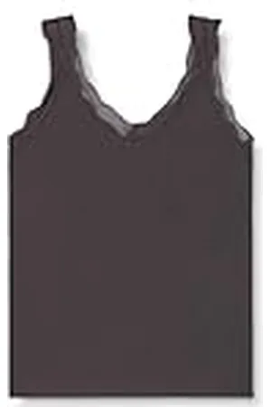 Kaffe Plus-storlek dam tanktopp spets kant V-hals normal passform hip längd, , 52/Stor