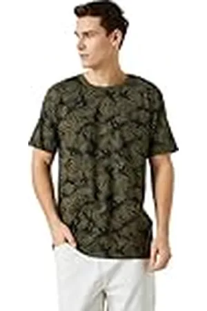 Koton Herr psykedelisk tryckt crew neck kortärmad slim fit T-shirt, , S