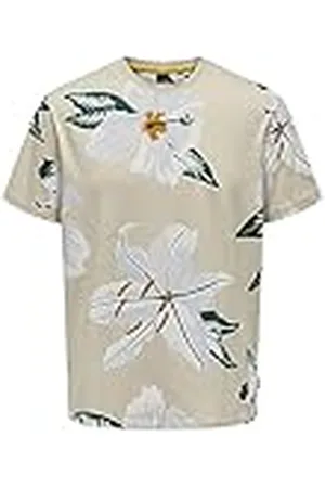 Only & Sons Mäns ONSKLOP REG SS FLORAL Tee NOOS T-shirt, silver foder, S