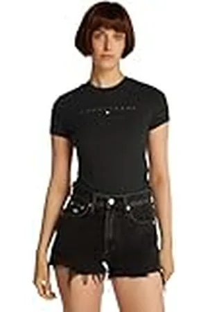Tommy Hilfiger Dam TJW slim tonal linjär t-shirt EXT S/S t-shirt, svart, XXS, , XXS