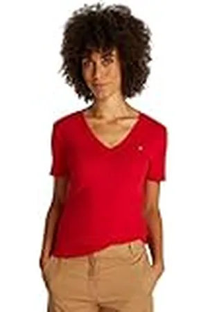 Tommy Hilfiger Dam NY SLIM CODY V-NK SS WW0WW40584, röd, XS, , XS