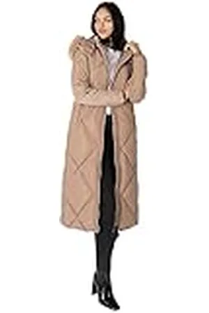 Lovedrobe Vinterjacka för kvinnor damkappa puffer avtagbar fuskpäls huva fickor quiltad vadderad lång puffa ytterkläder, , 40