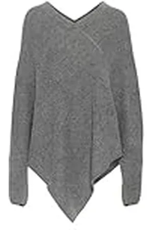 Cream Dam poncho V-Neck Hole mönster överdimensionerat spetsad fåll batwing ärmar, , One Size