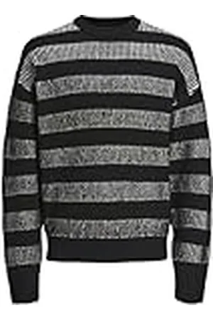 JACK & JONES JACK&JONES Jcospace randig stickad crew neck Sn, , XXL