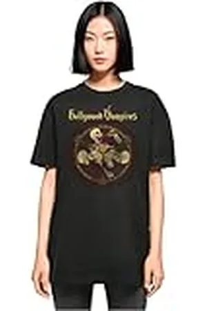 Merchcode Dam-t-shirt dam hollywood vampires – drink kamp puke överdimensionerad pojkvän te, överdimensionerad passform, bomull 100 percent, XS, , XS
