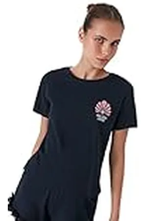 Trendyol Dam enkel volang detaljerad mellanstickad T-shirt-kort pyjamasset, , S