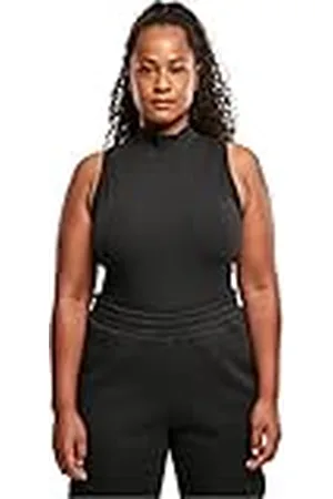 Urban classics Ärmlös dambody med turtleneck krage och tryckknappsstängning, breda ben- och ärmurringning, polotröja, storlek XS till 5XL, , 4XL