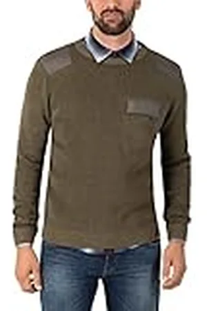 Timezone Mäns fabricmix crewneck tröja tröja, mörk olivmelange XXL