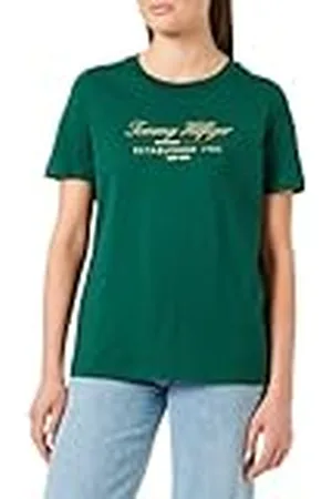 Tommy Hilfiger Dam REG Script Graphic C-NK SS WW0WW43502 S/S t-shirt, dekorativ grön, M, , M