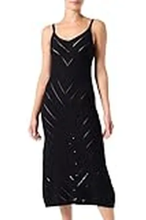 Kaffe Kvinnors midiklänning ärmlös smal passform stickad hål mönster scoop neck, , XS