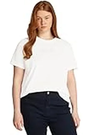 Tommy Hilfiger Kvinnors CRV REG SCRIPT C-NK TEE SS WW0WW46073, vit, 54, , 54