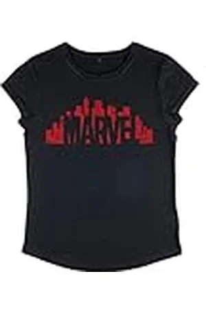 Marvel Kvinnors skyline logo oversize rullad ärm t-shirt, , S, , S