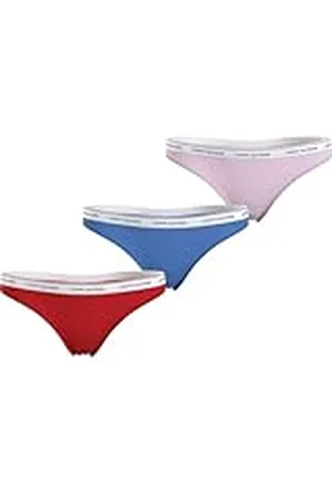 Tommy Hilfiger Dam 3-pack stringtrosa (ext storlekar) hård röd/blå trollformell/pärlrosa XL, , XL
