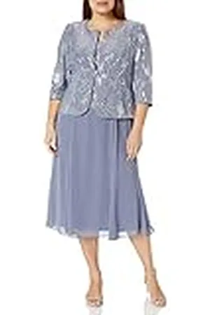 Alex Evenings Dam plus-size te-längd mockajacka klänning speciellt tillfälle