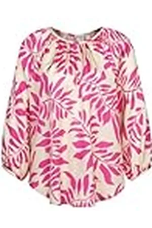 Seidensticker Sidendekal dam skjorta blus – modeblus – normal passform – rund hals – 3/4-ärm – 100% viskos, , 36