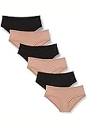 Amazon Hipsterunderkläder för kvinnor (finns i plusstorlek), paket med 6, svart/dammad pärla, 6X