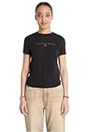 Tommy Hilfiger Kvinnor TJW SLIM TONAL LINEAR TEE EXT S/S t-shirt, svart, 4XL, , 4XL/Stor