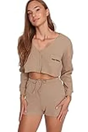 Trendyol Damer 2-pack raka långa ärmar lounge/hem midja pyjamas-set, , XS