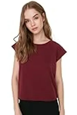 Trendyol Dam myskläder normal standard rundhalsad vävd T-shirt, , XS