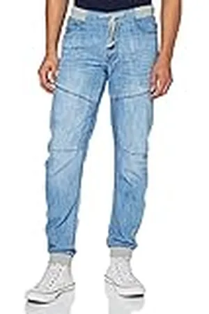Enzo Jeans med avsmalnande passform för män, Blå (Ljus Stonewash Light Stonewash), 30W x 32L