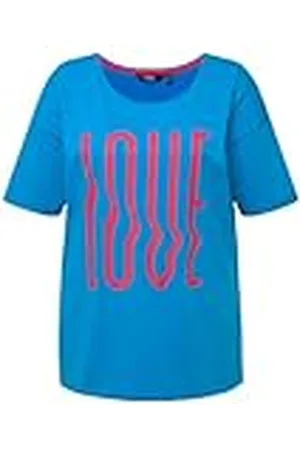 Ulla Popken Ulla popkar, kvinnor, stora storlekar, t-shirt med bokstavstryck, oversize Dori, , 42-44