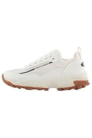Armani Exchange Mäns asp, logotyp line detalj, 001 tryck sneakers, off white marinblå, 43 EU, , 43 EU