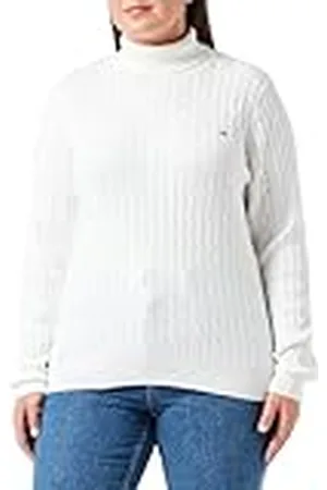 GANT Damtröja i stretch bomullskabel med turtleneck, , XXL