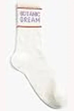 Koton Kvinnors slogan broderade strumpor, vit (000), en storlek, , one size