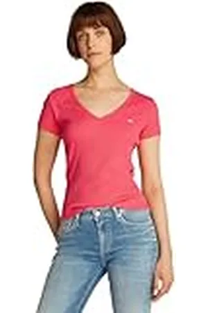 Tommy Hilfiger Kvinnor TJW SLIM ESSENTIAL RIB V SS S/S t-shirt, röd, XL, , XL