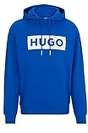 HUGO BOSS Herr Nalves Logo-tryck hoodie i bomullsfrotté, , XS